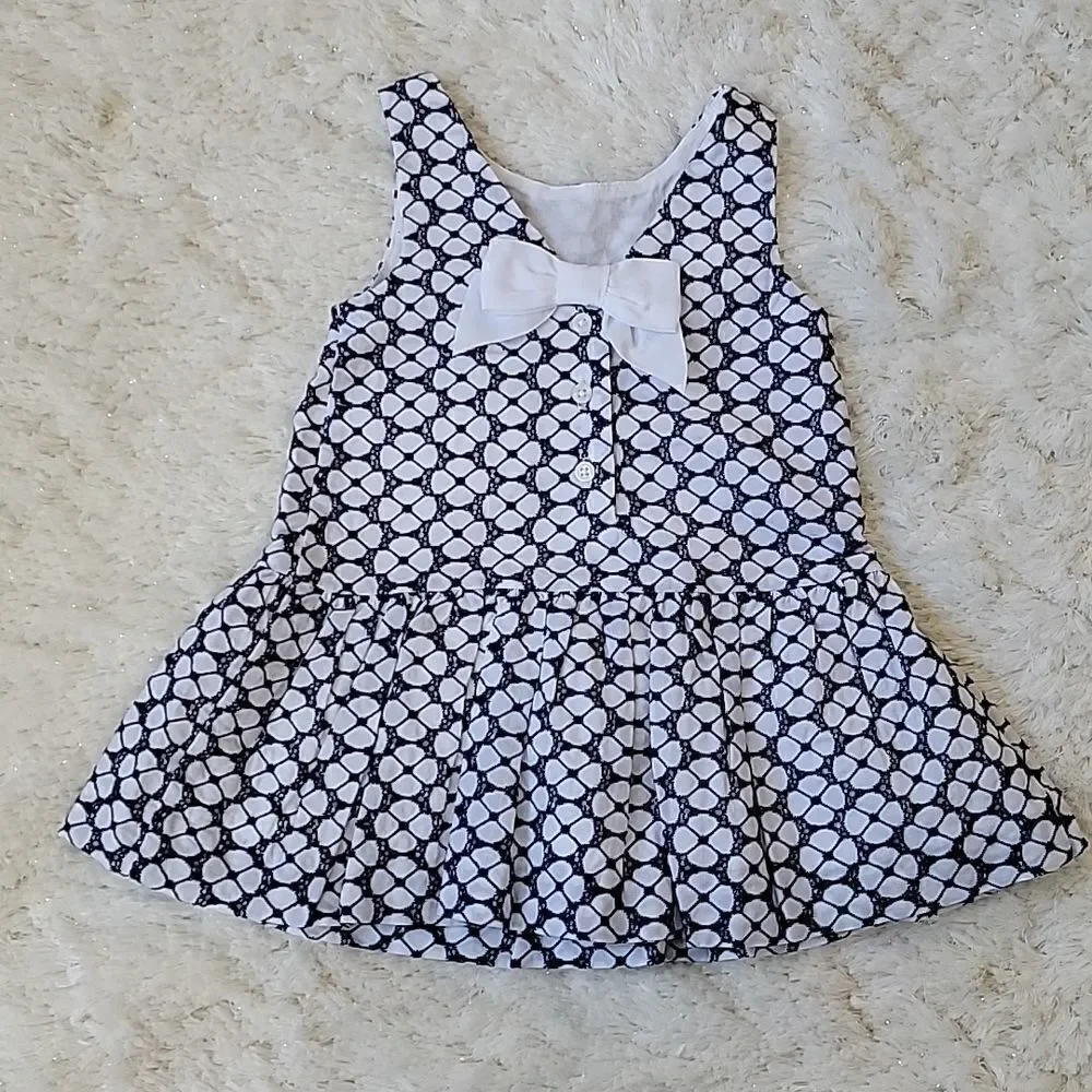 Janie AND JACK 2-PIECE NAVY BLUE & WHITE EYELET SUNDRESS, SIZE 12-18 MONTH - NEW